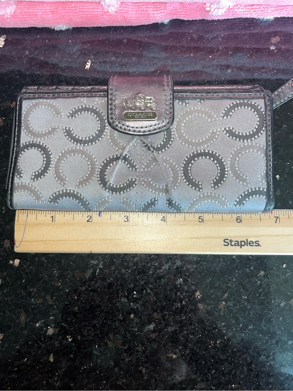 Coach Op Art Pewter & Silver Long Wallet with Horse & Carriage - Picture 6 of 7